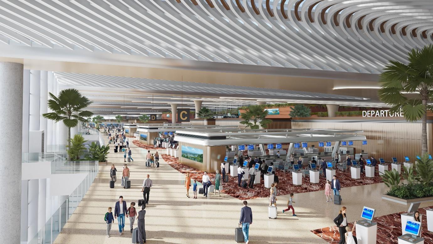 A group of people in an airport AI-generated content may be incorrect.